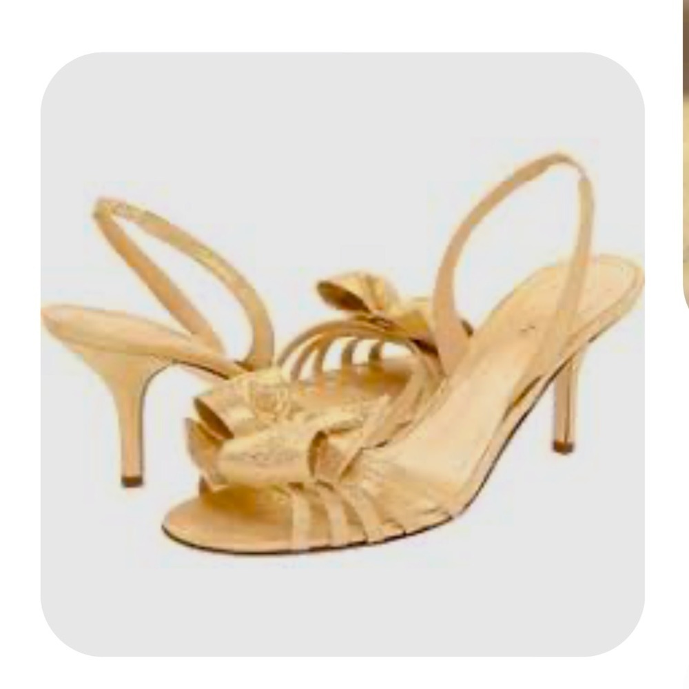 Kate Spade Maribeth Gold Metallic
Bow Slingback Pumps Size 8